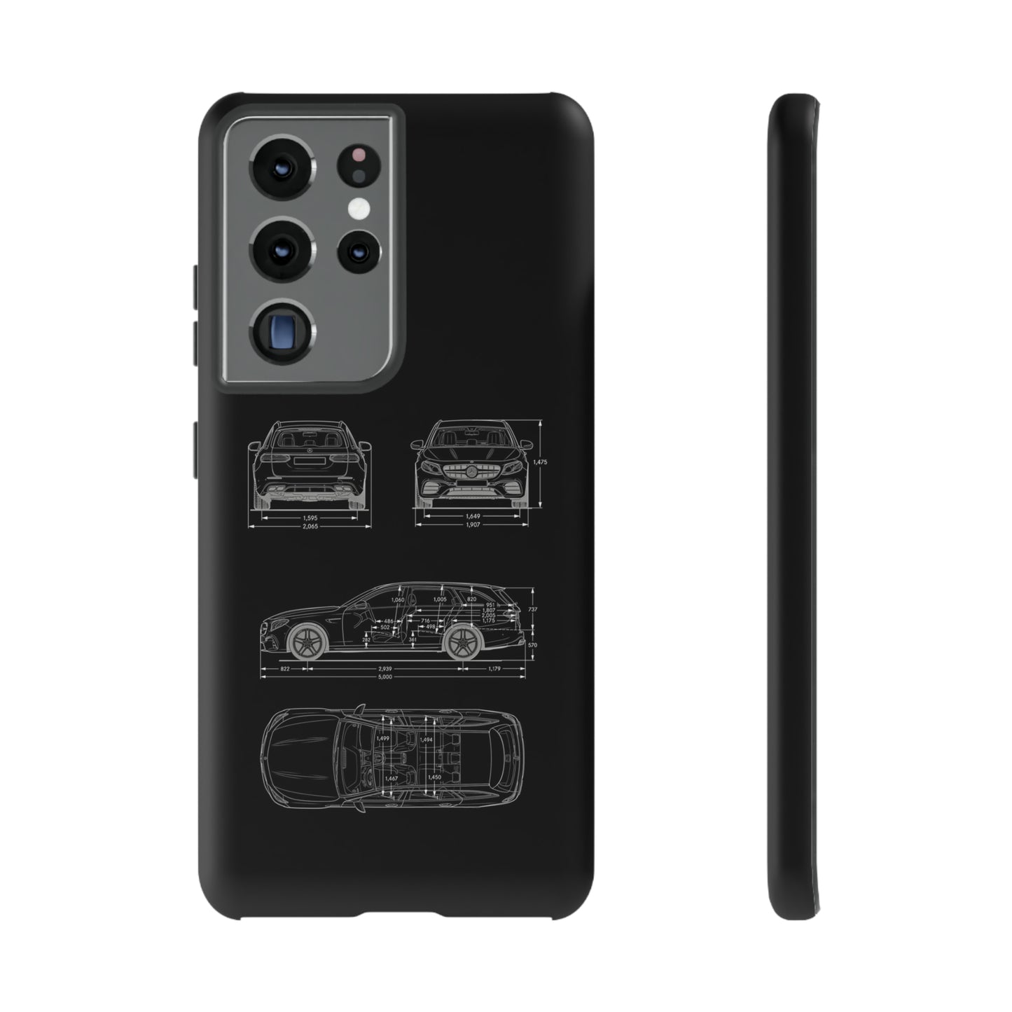 "Car Blueprint 3 White" Premium Quality Phone Case