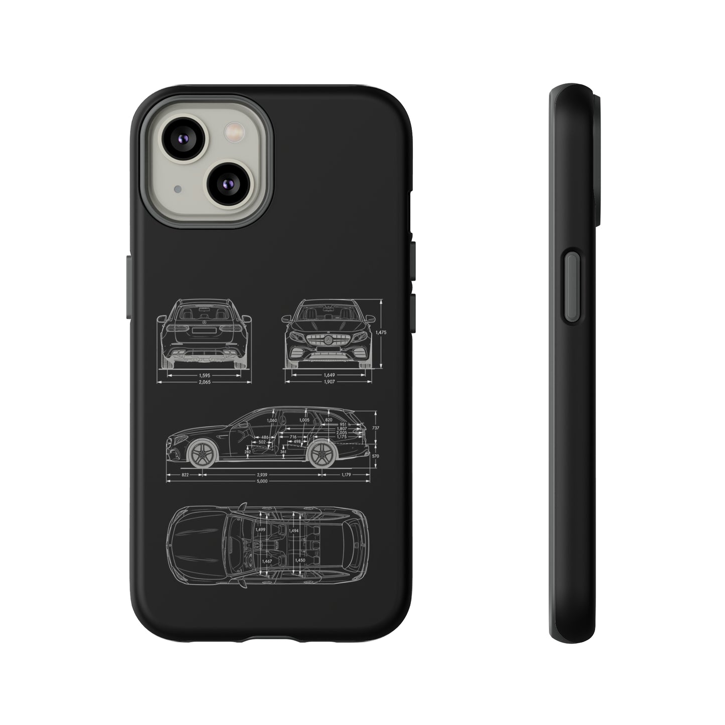 "Car Blueprint 3 White" Premium Quality Phone Case