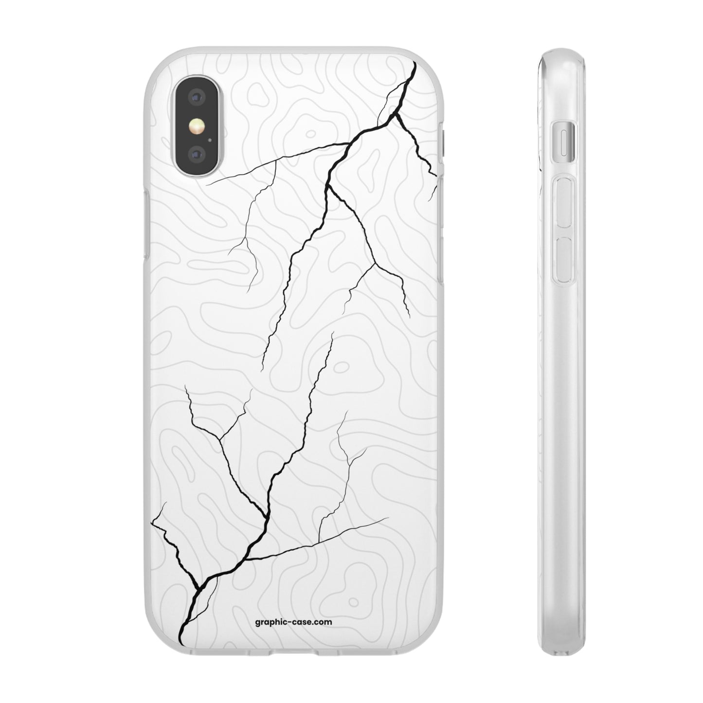 "Lightning and Topography White" High Quality Phone Case