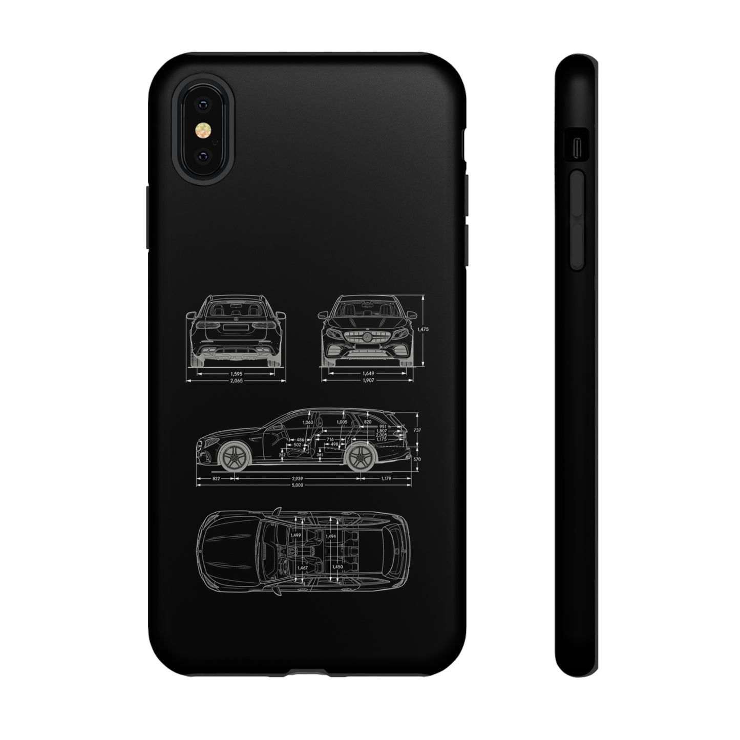 "Car Blueprint 3 White" Premium Quality Phone Case