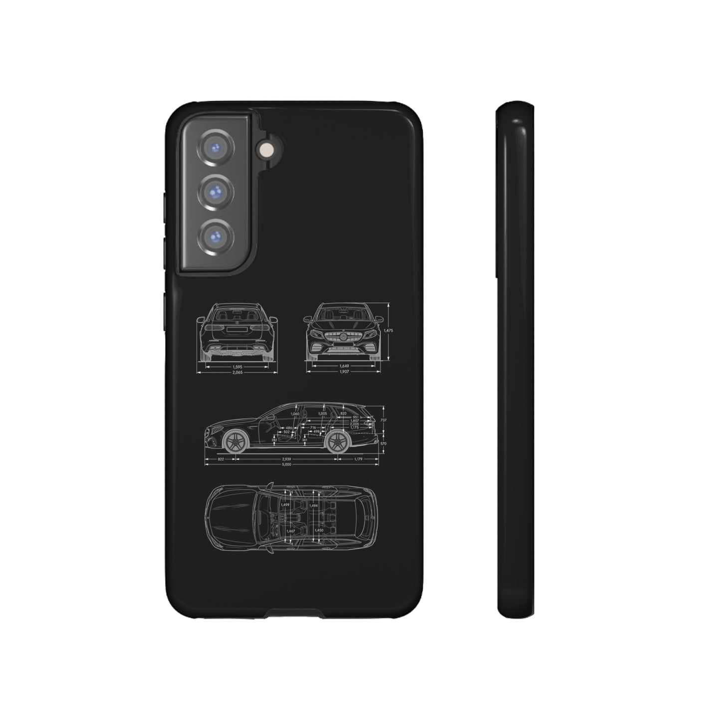 "Car Blueprint 3 White" Premium Quality Phone Case