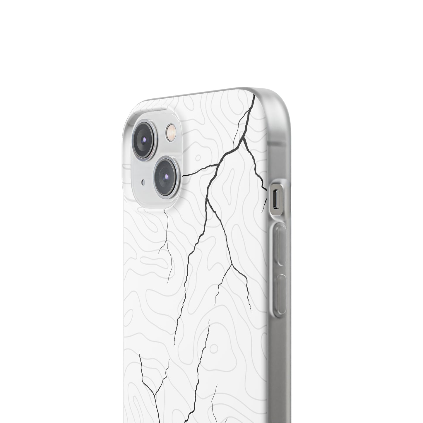 "Lightning and Topography White" High Quality Phone Case