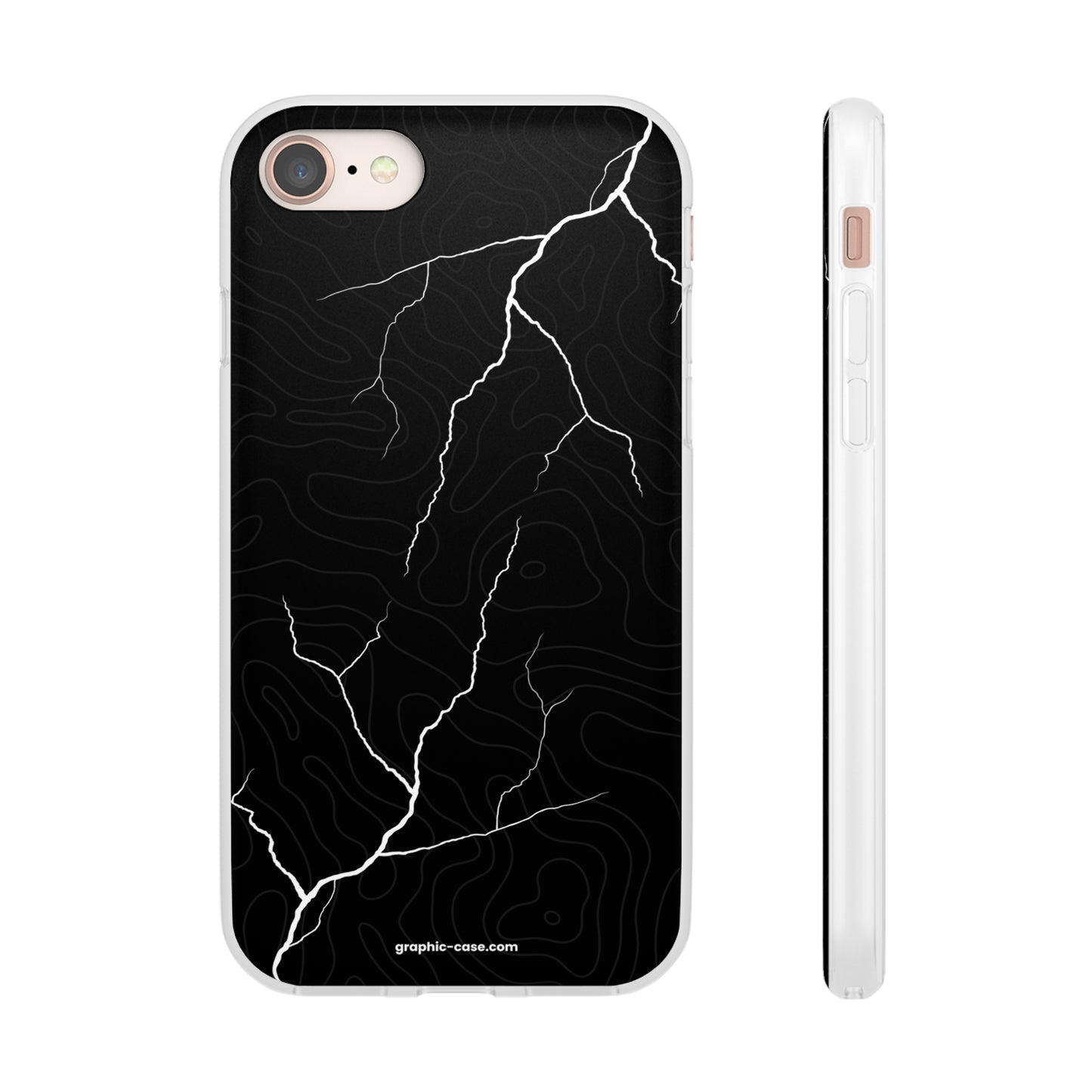 "Lightning and Topography Black" High Quality Phone Case