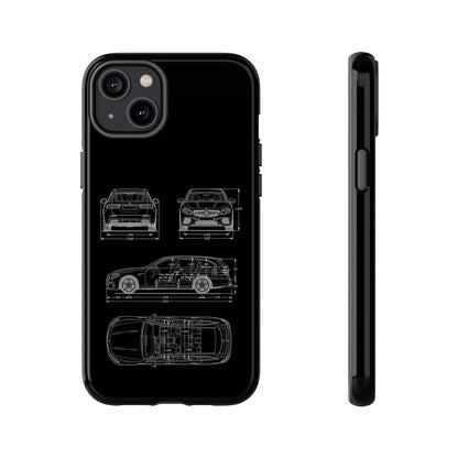 "Car Blueprint 3 White" Premium Quality Phone Case