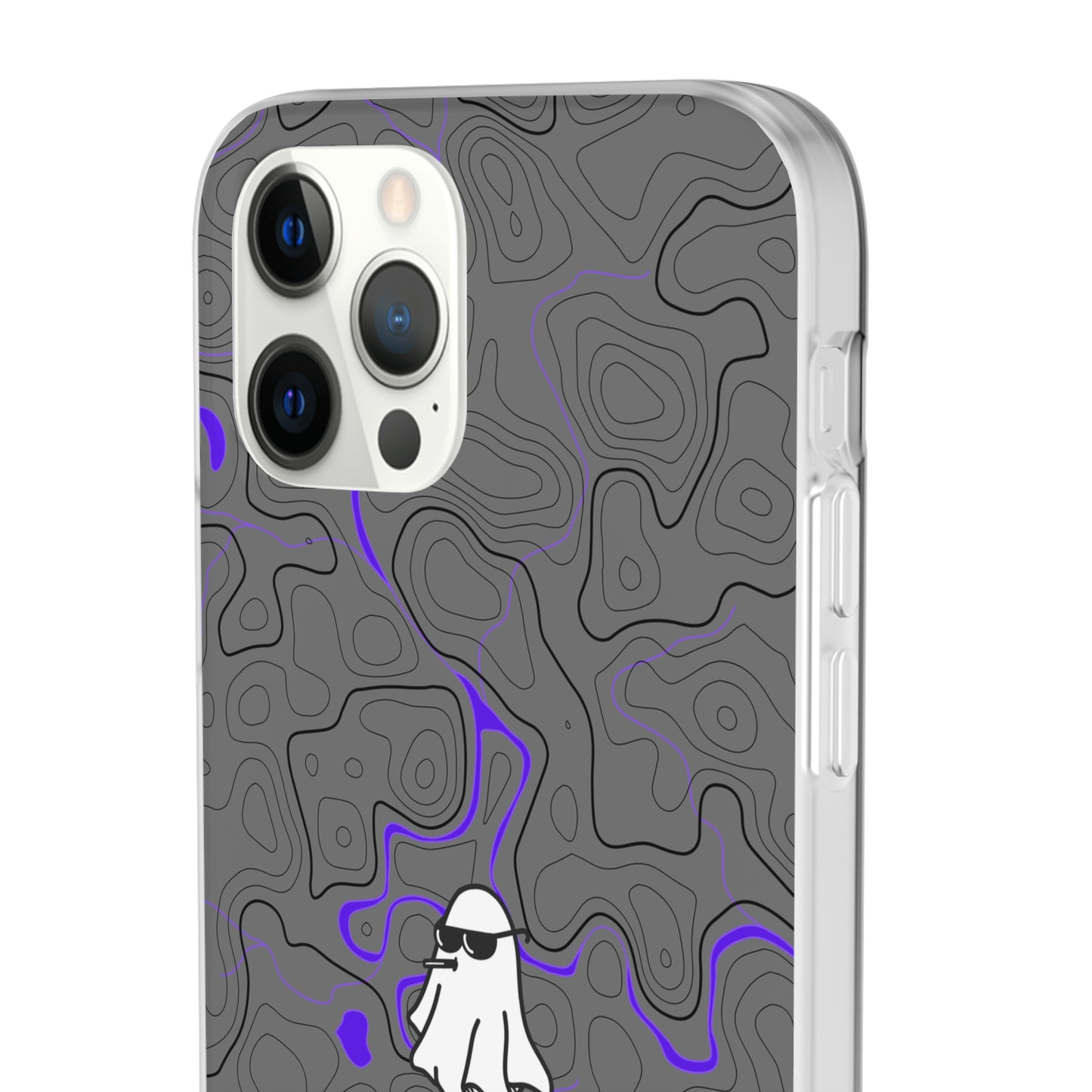 "Black Purple Topography with Ghost" High Quality  Phone Case