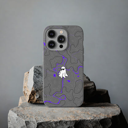 "Black Purple Topography with Ghost" High Quality  Phone Case