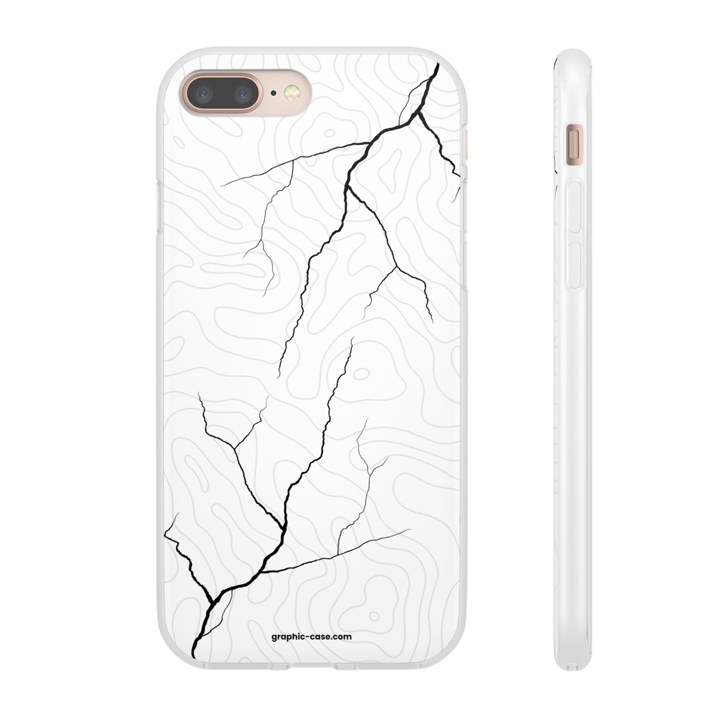 "Lightning and Topography White" High Quality Phone Case