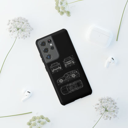 "Car Blueprint 3 White" Premium Quality Phone Case