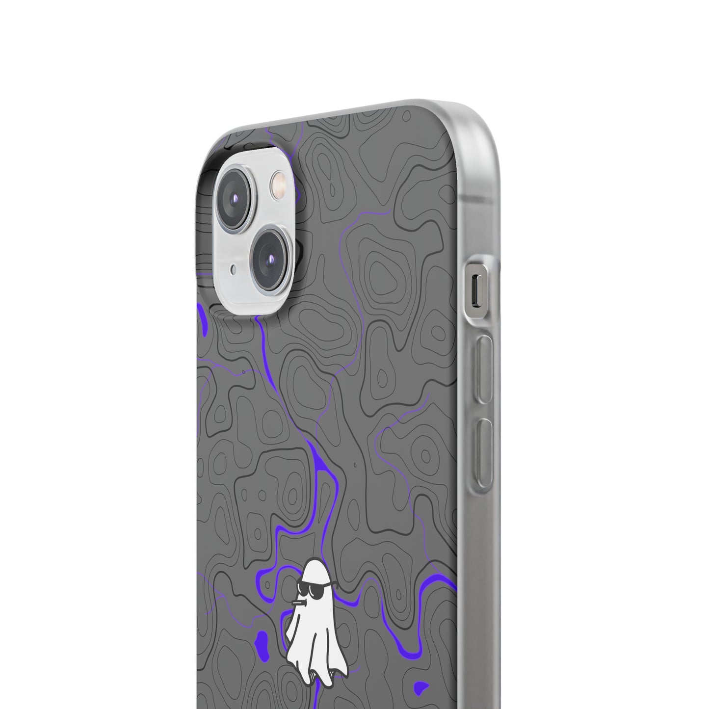 "Black Purple Topography with Ghost" High Quality  Phone Case