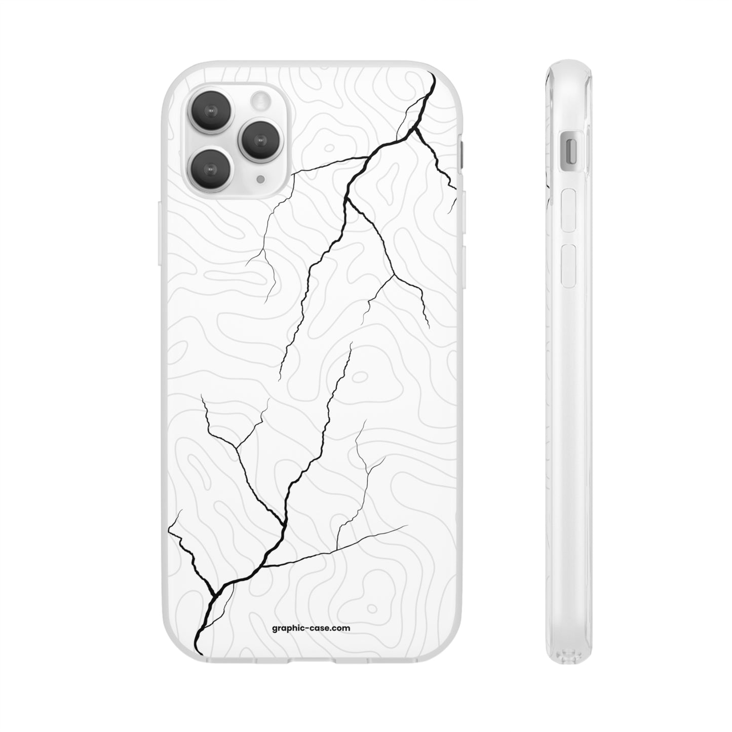 "Lightning and Topography White" High Quality Phone Case