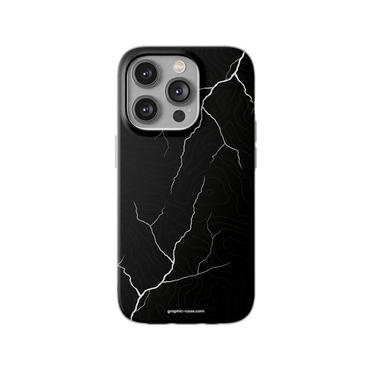 "Lightning and Topography Black" High Quality Phone Case