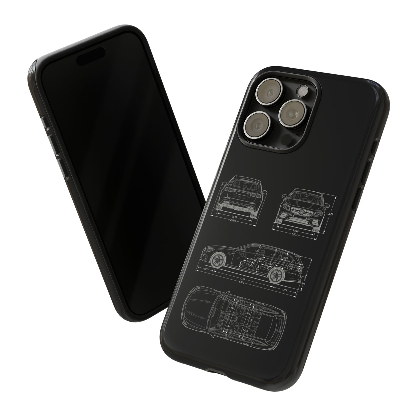 "Car Blueprint 3 White" Premium Quality Phone Case