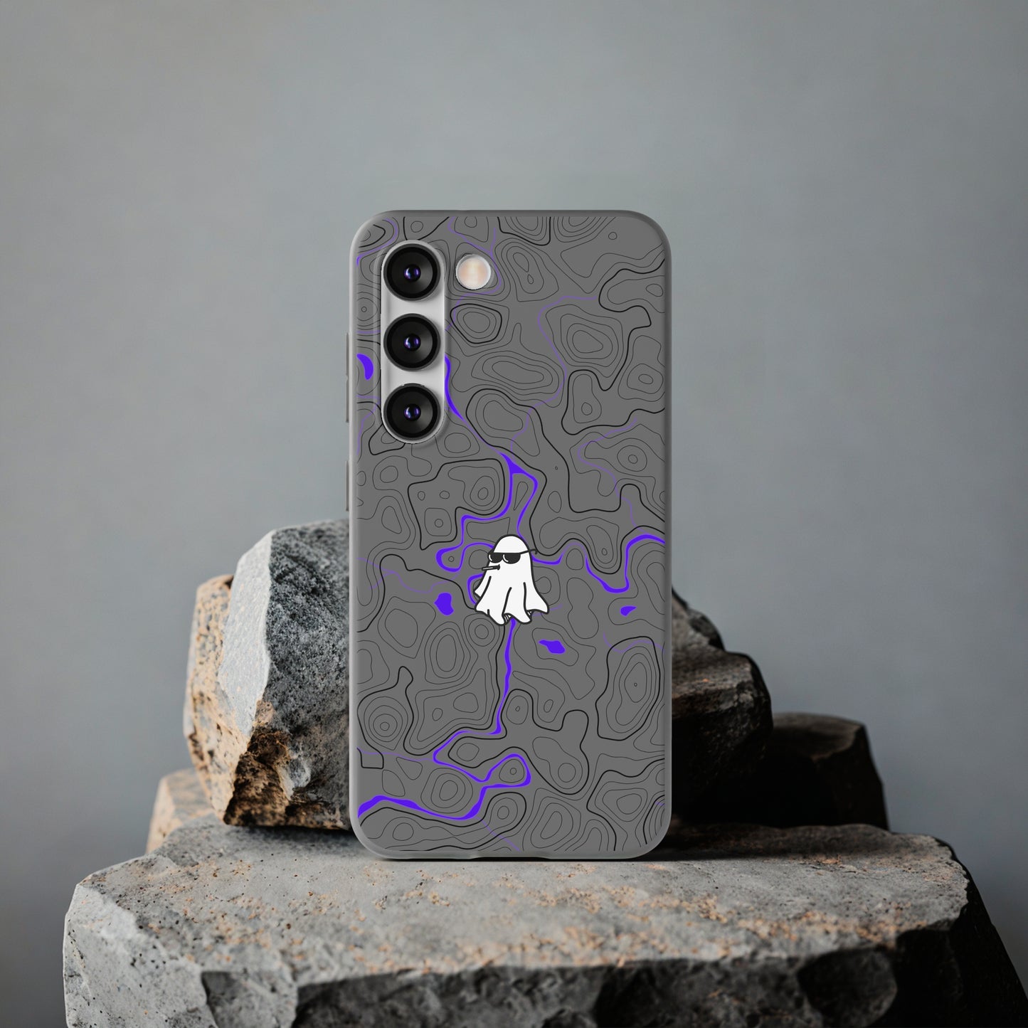 "Black Purple Topography with Ghost" High Quality  Phone Case