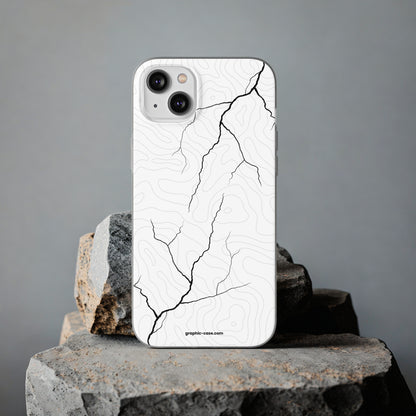 "Lightning and Topography White" High Quality Phone Case