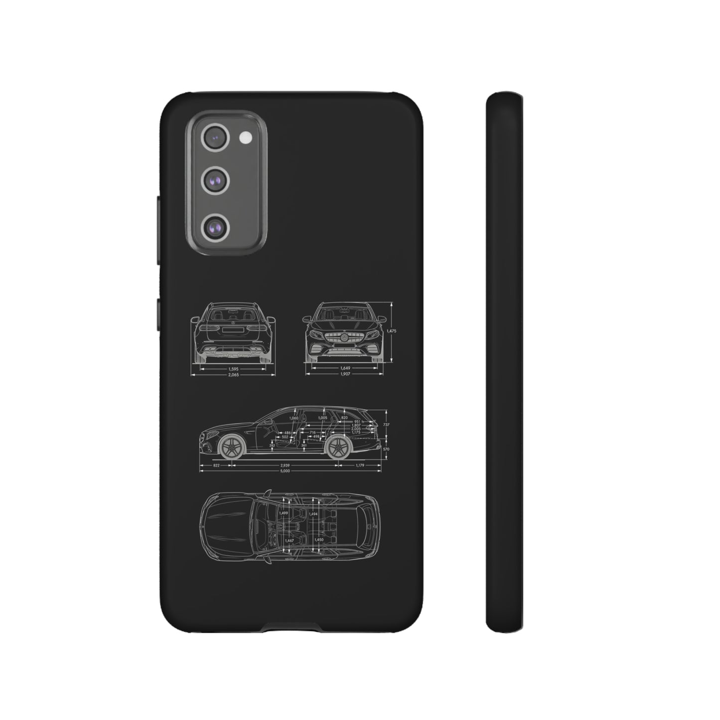 "Car Blueprint 3 White" Premium Quality Phone Case