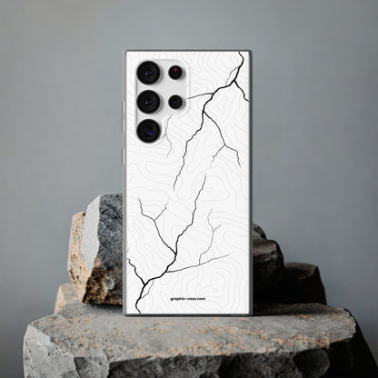 "Lightning and Topography White" High Quality Phone Case