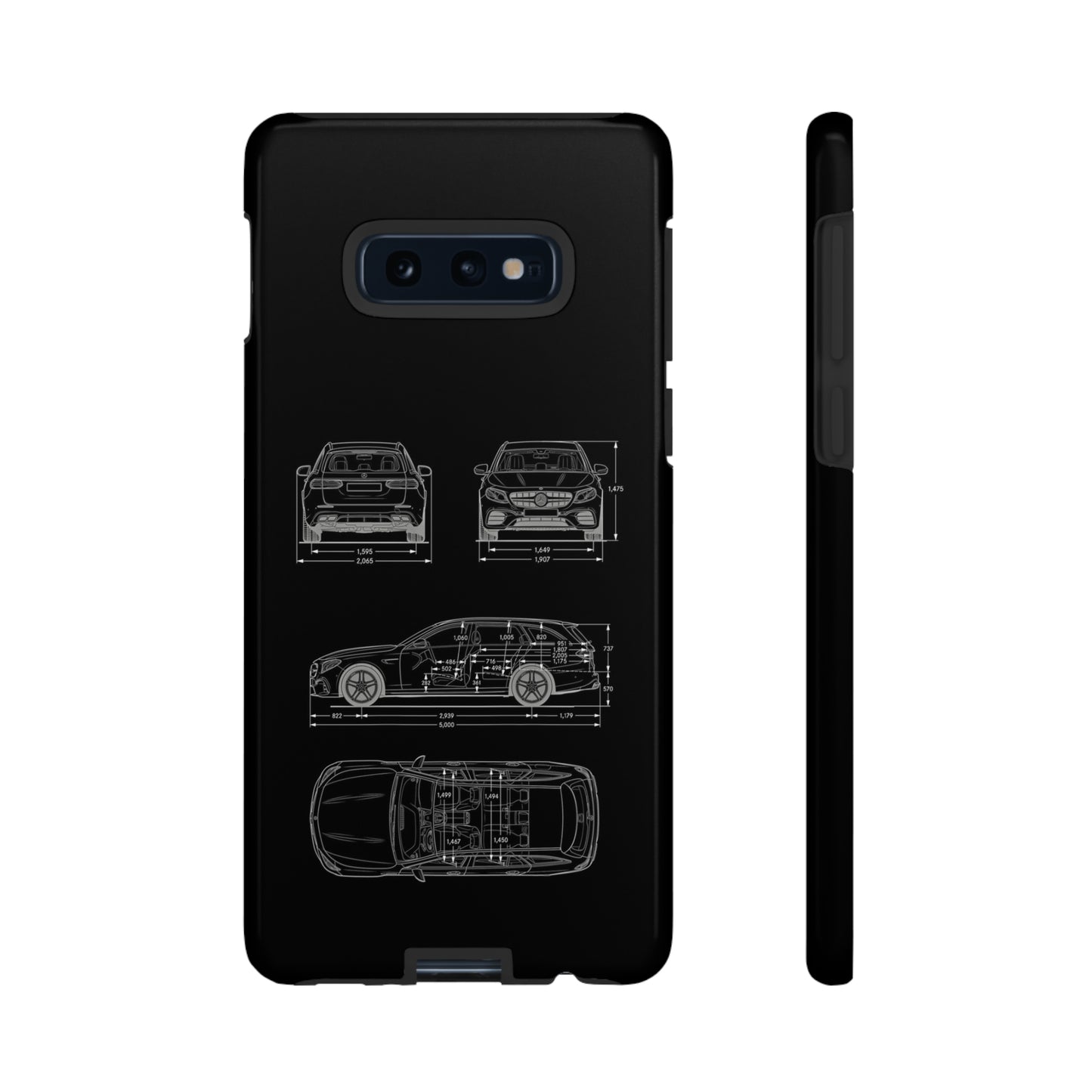 "Car Blueprint 3 White" Premium Quality Phone Case