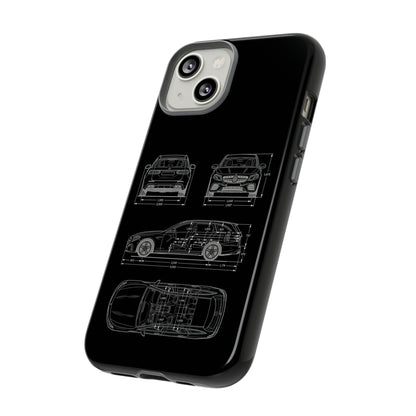 "Car Blueprint 3 White" Premium Quality Phone Case