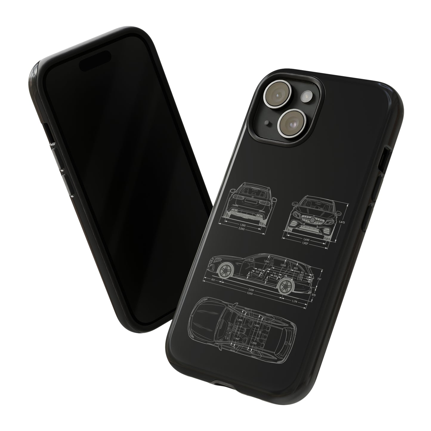 "Car Blueprint 3 White" Premium Quality Phone Case