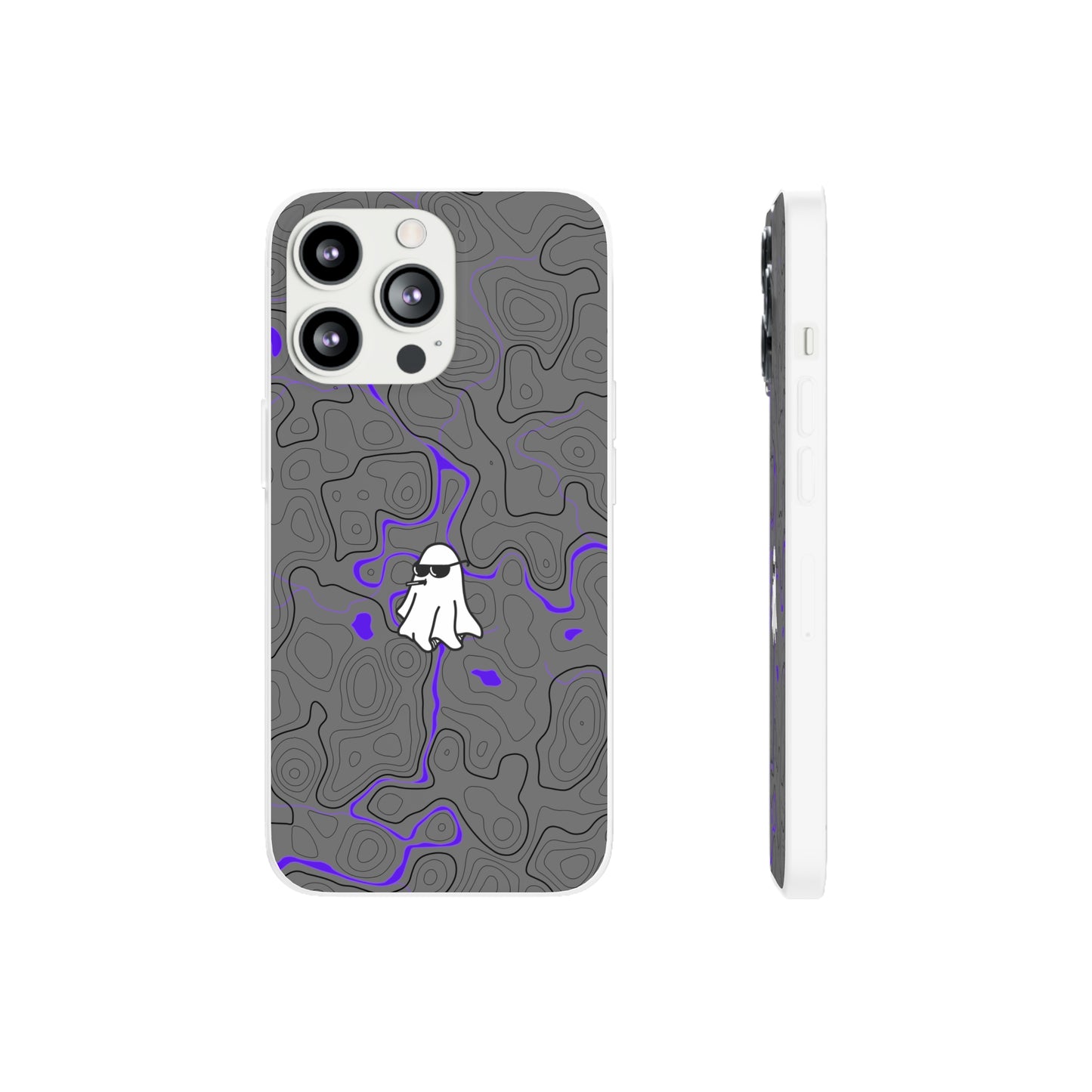 "Black Purple Topography with Ghost" High Quality  Phone Case