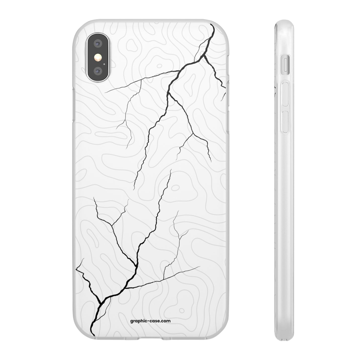 "Lightning and Topography White" High Quality Phone Case