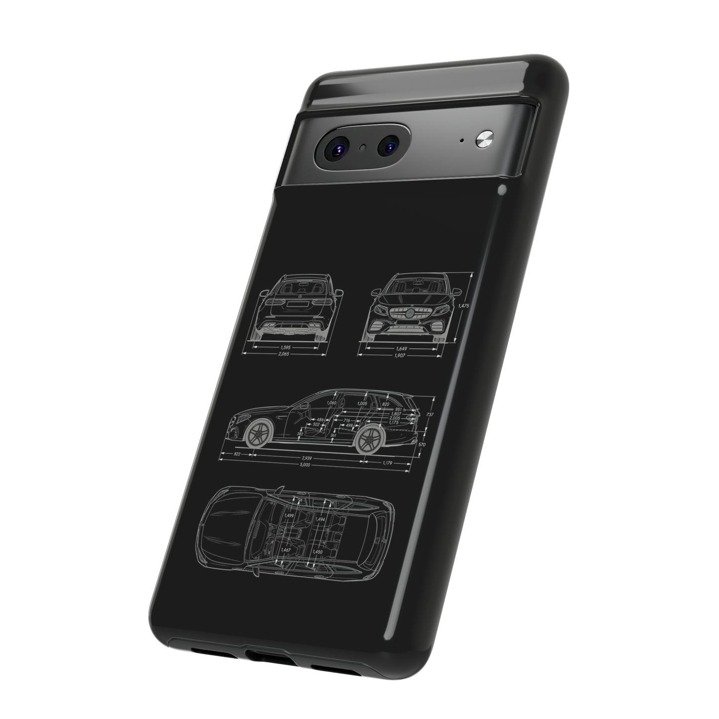 "Car Blueprint 3 White" Premium Quality Phone Case