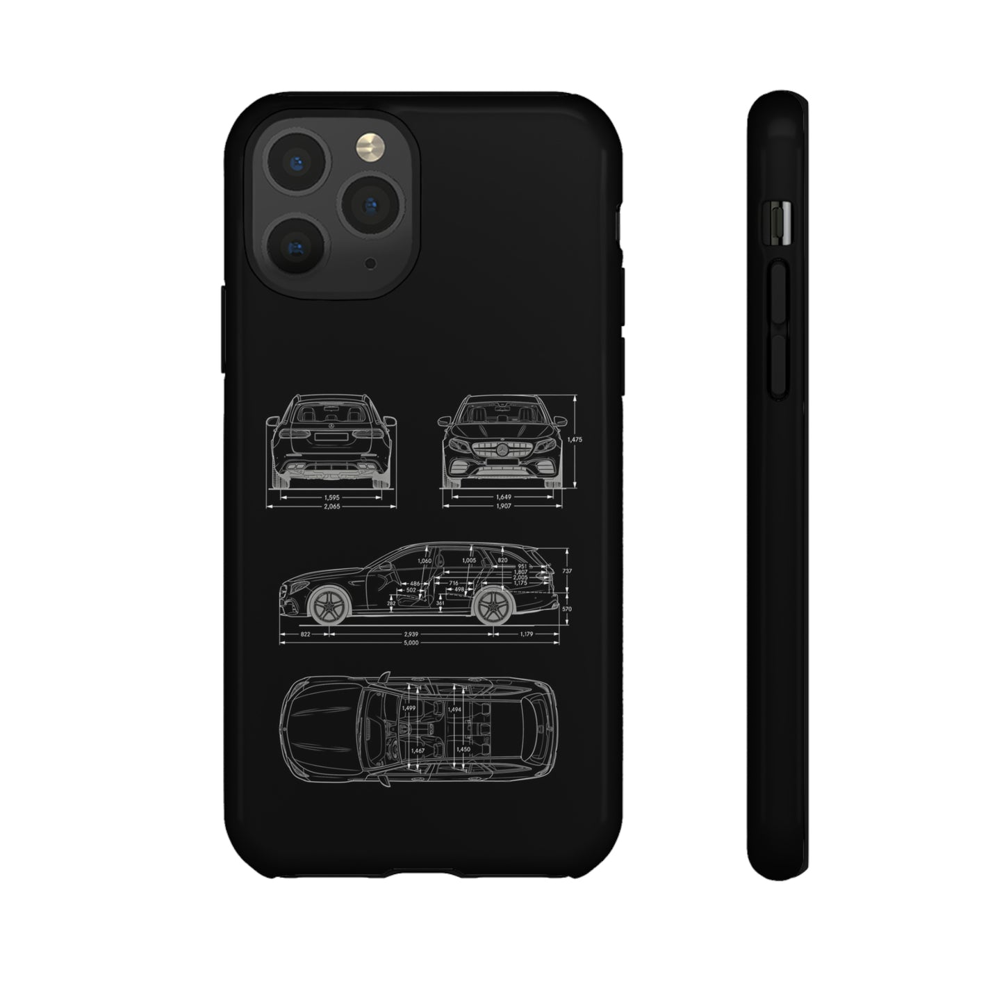 "Car Blueprint 3 White" Premium Quality Phone Case