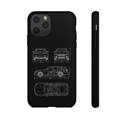 "Car Blueprint 3 White" Premium Quality Phone Case