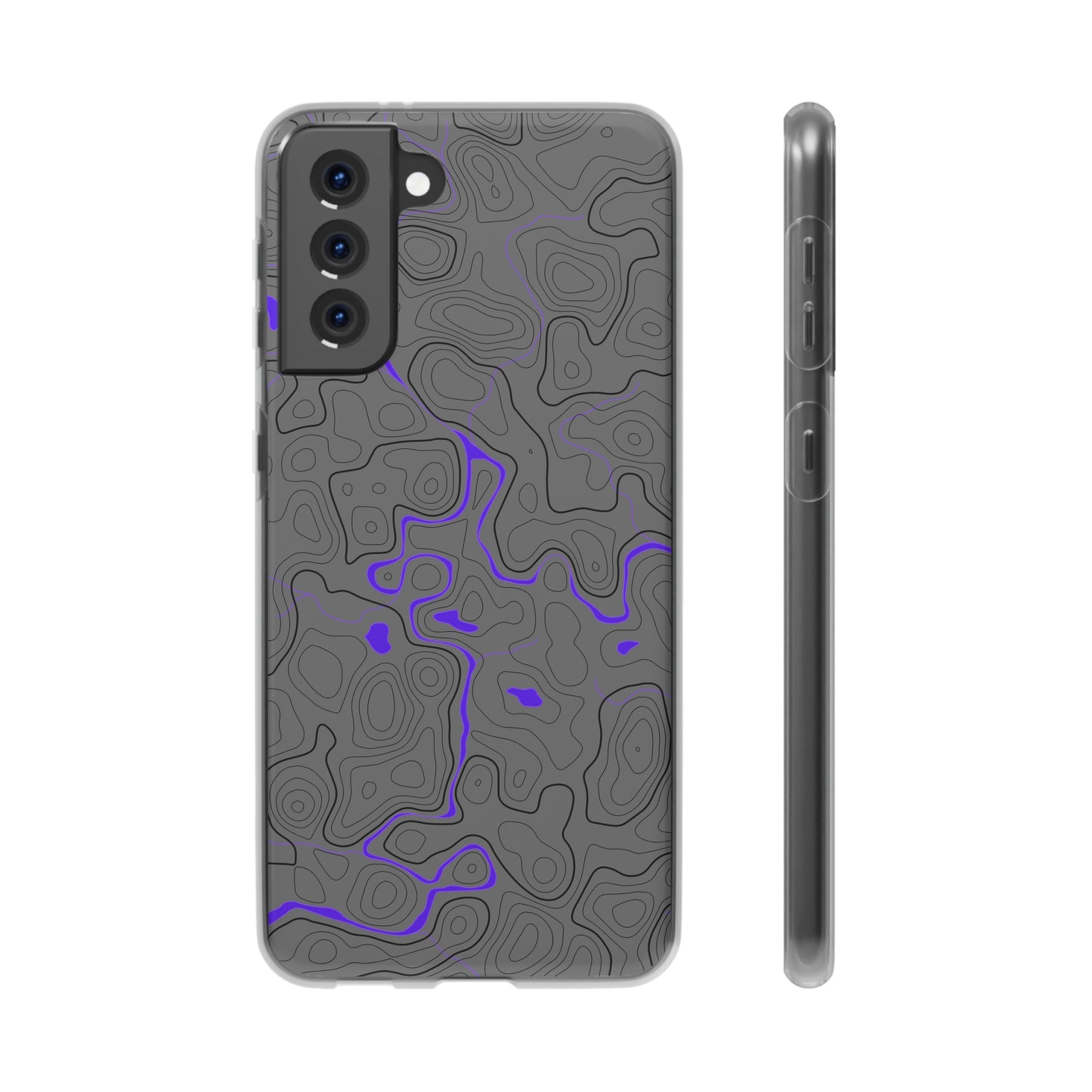 "Black Purple Topography" High Quality Phone Case