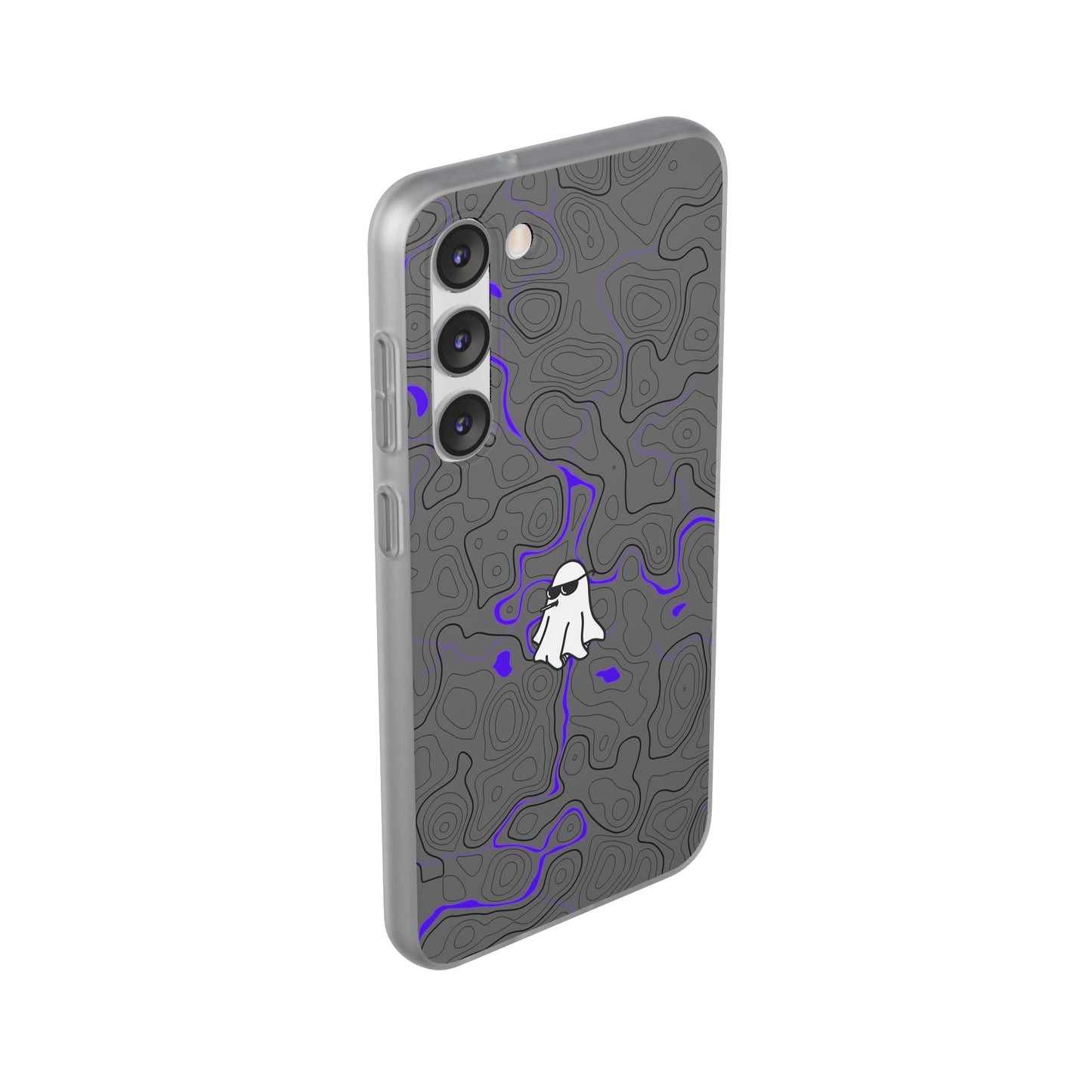 "Black Purple Topography with Ghost" High Quality  Phone Case