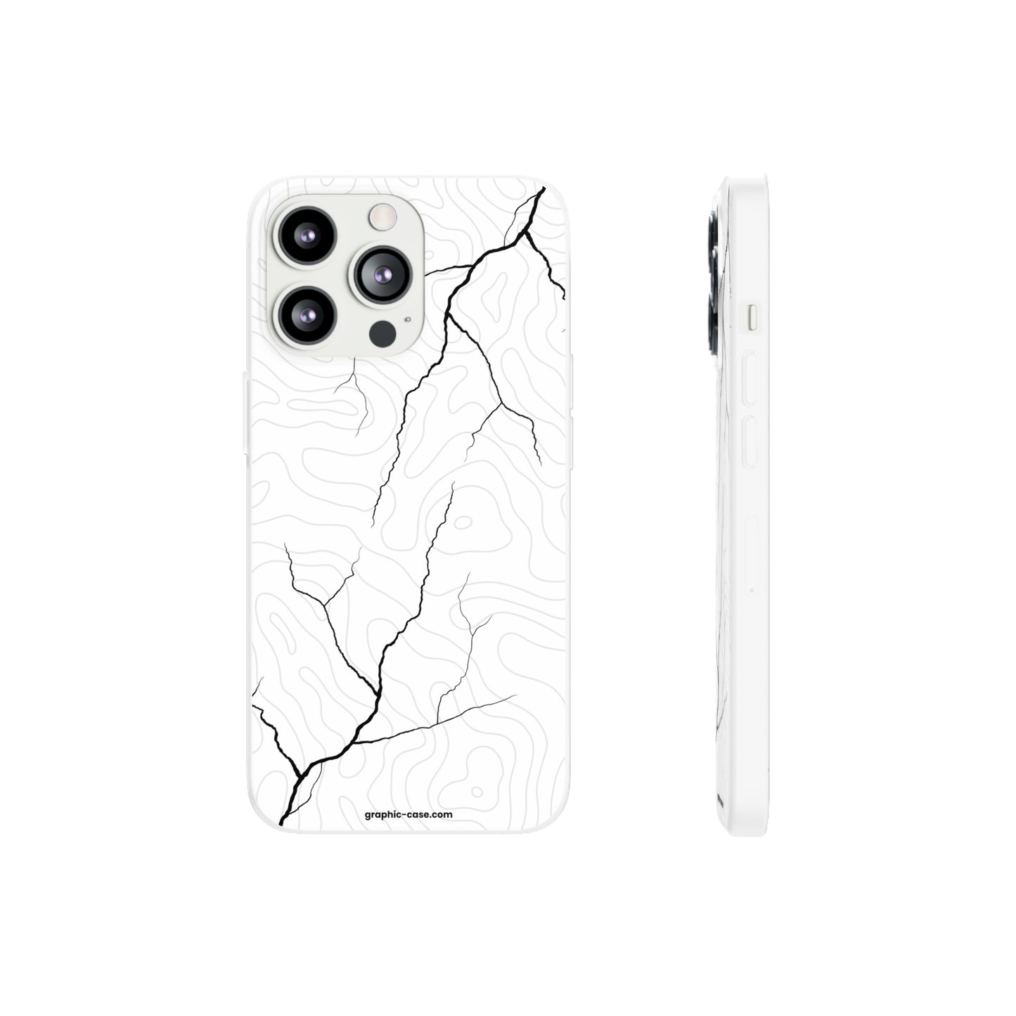 "Lightning and Topography White" High Quality Phone Case