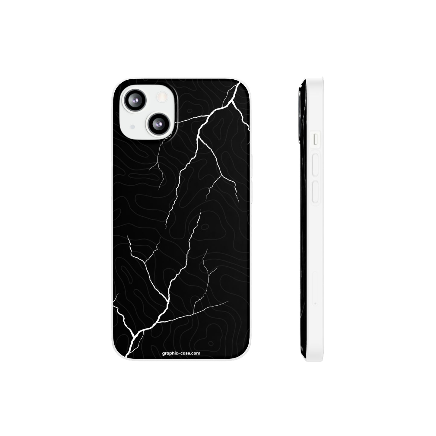 "Lightning and Topography Black" High Quality Phone Case