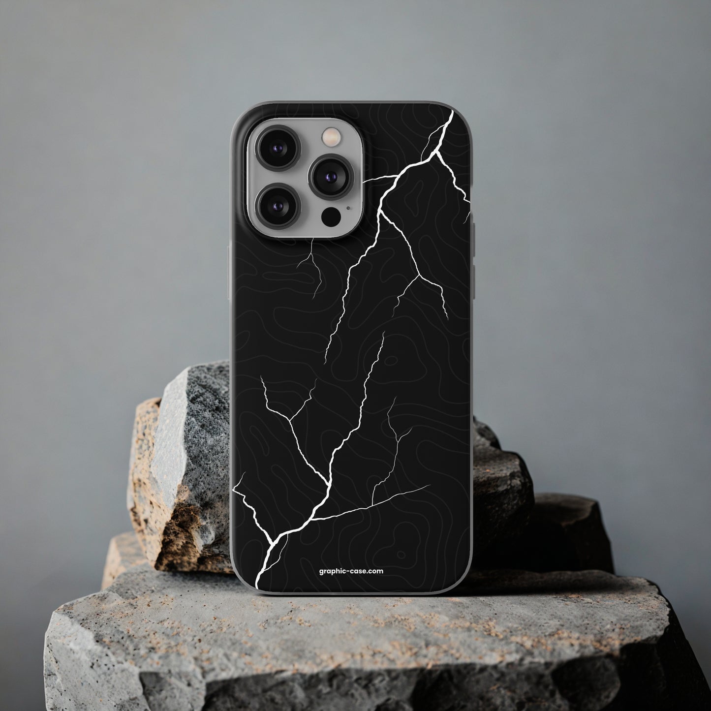 "Lightning and Topography Black" High Quality Phone Case