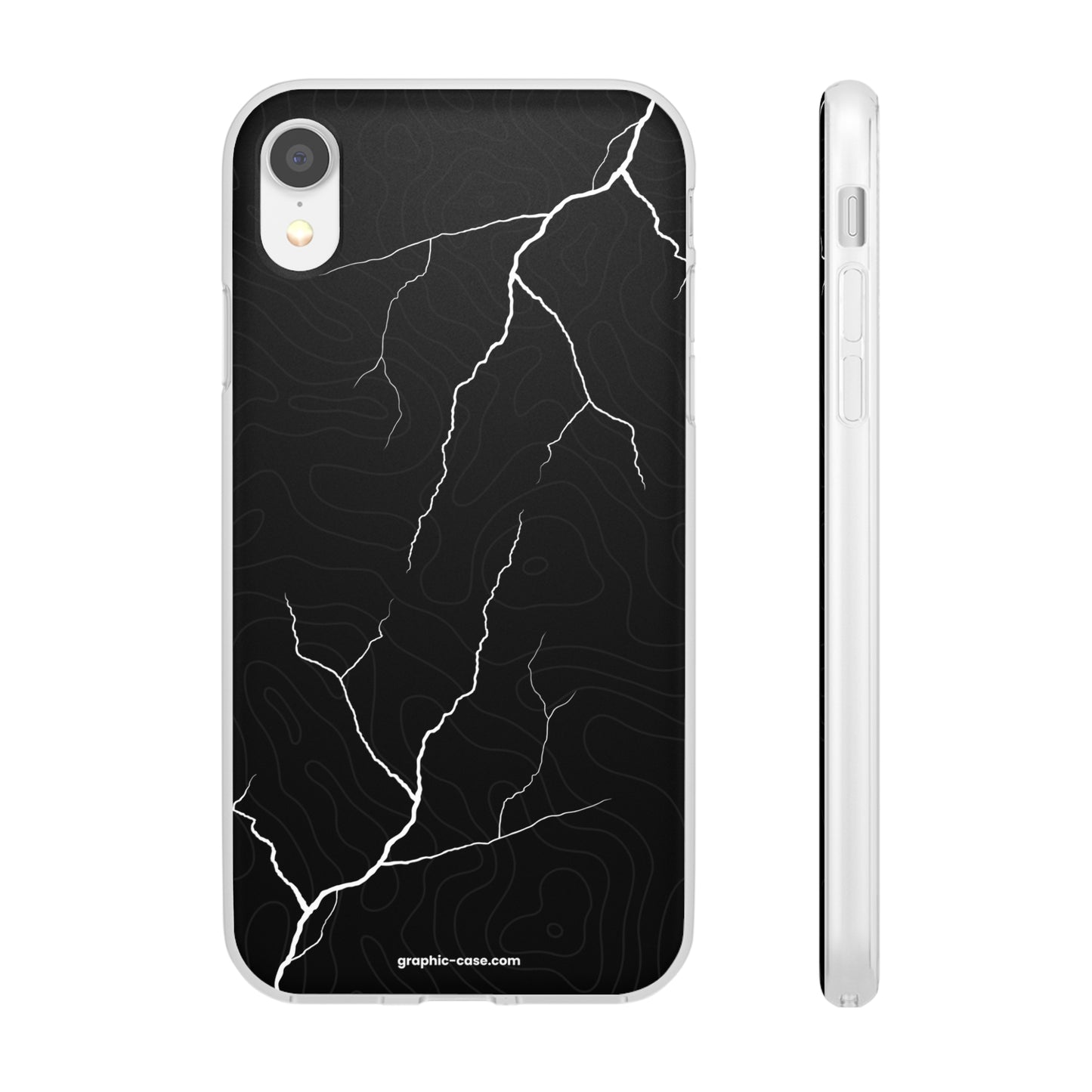 "Lightning and Topography Black" High Quality Phone Case