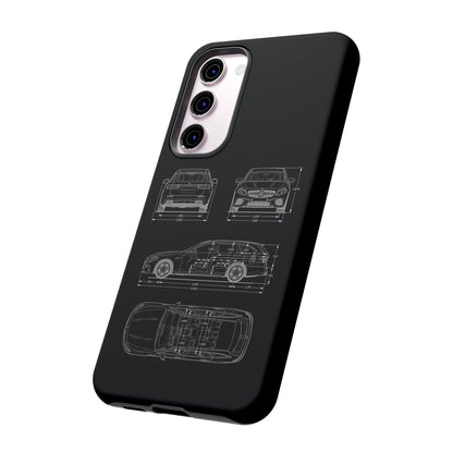 "Car Blueprint 3 White" Premium Quality Phone Case