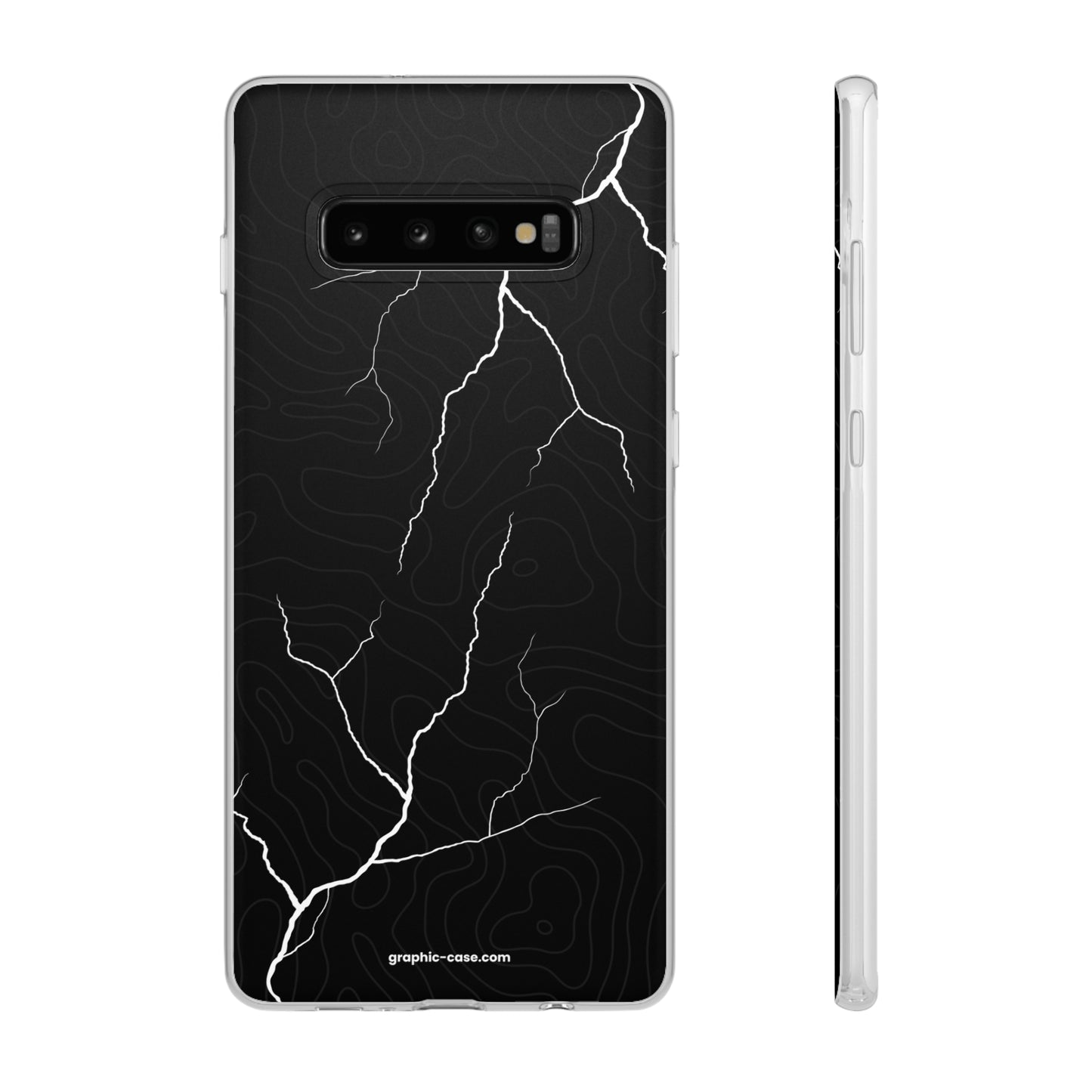 "Lightning and Topography Black" High Quality Phone Case