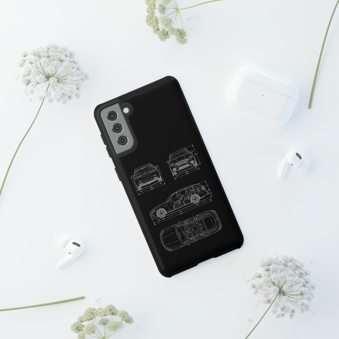 "Car Blueprint 3 White" Premium Quality Phone Case