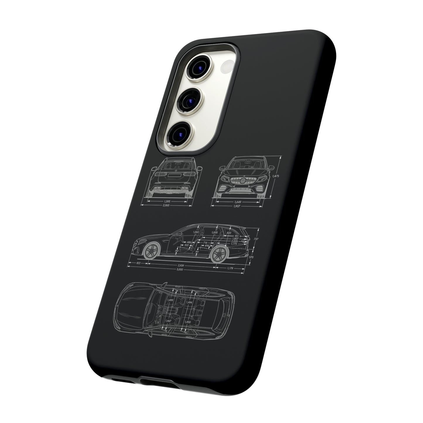 "Car Blueprint 3 White" Premium Quality Phone Case