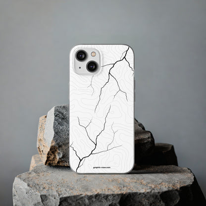 "Lightning and Topography White" High Quality Phone Case