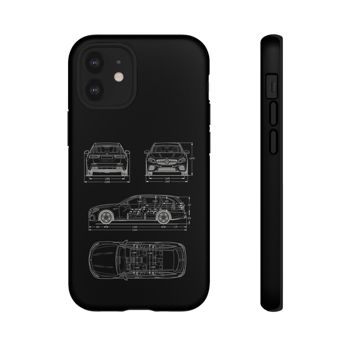 "Car Blueprint 3 White" Premium Quality Phone Case