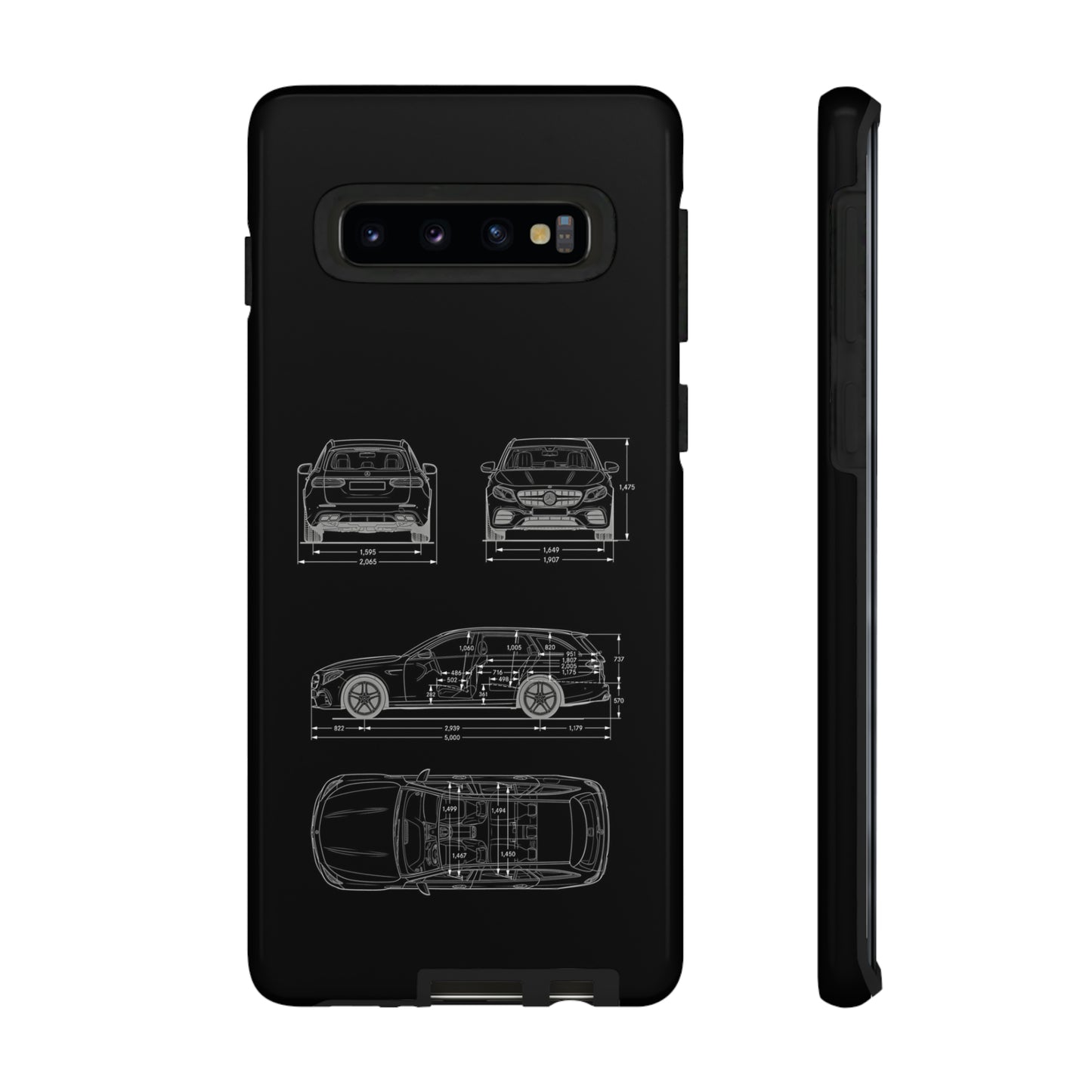 "Car Blueprint 3 White" Premium Quality Phone Case