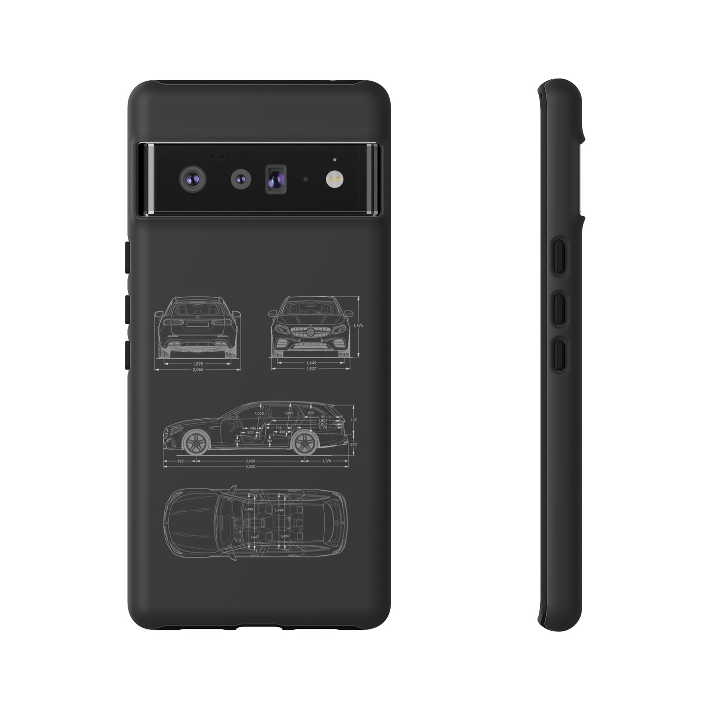 "Car Blueprint 3 White" Premium Quality Phone Case