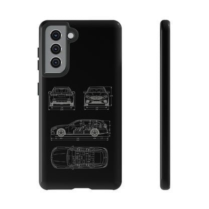 "Car Blueprint 3 White" Premium Quality Phone Case