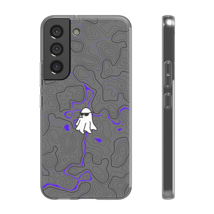 "Black Purple Topography with Ghost" High Quality  Phone Case