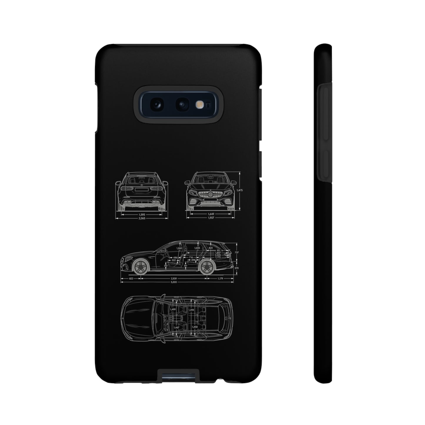 "Car Blueprint 3 White" Premium Quality Phone Case