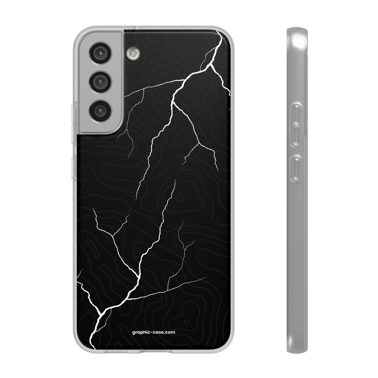 "Lightning and Topography Black" High Quality Phone Case