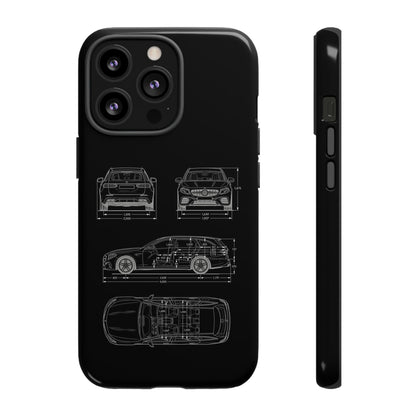 "Car Blueprint 3 White" Premium Quality Phone Case