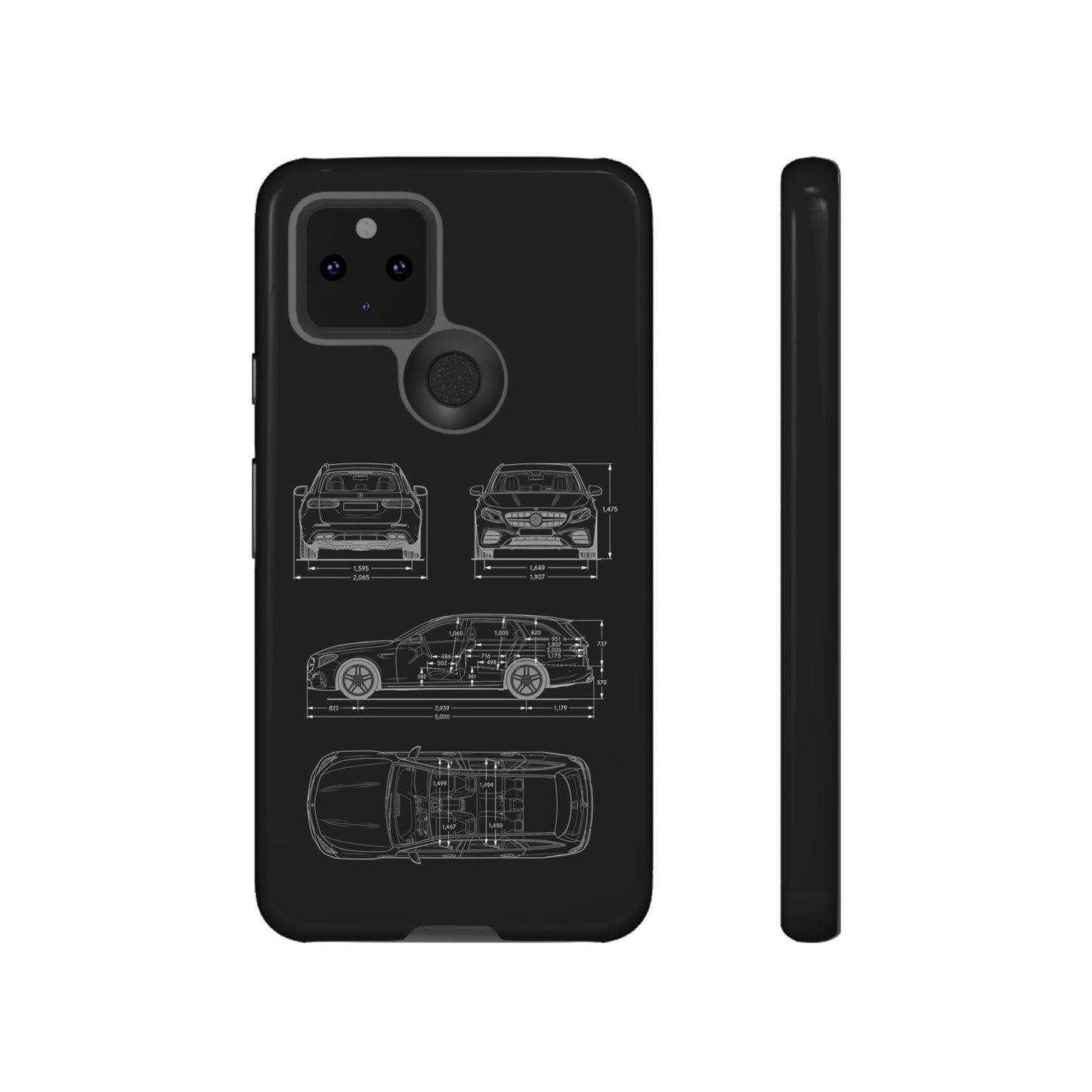 "Car Blueprint 3 White" Premium Quality Phone Case