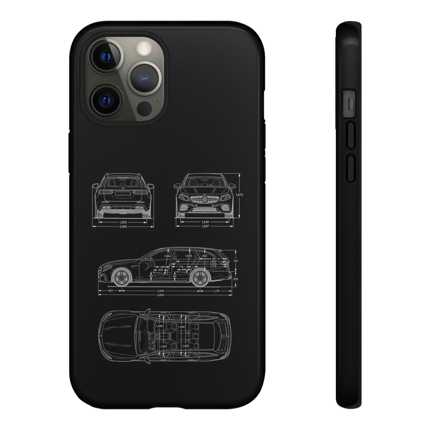 "Car Blueprint 3 White" Premium Quality Phone Case