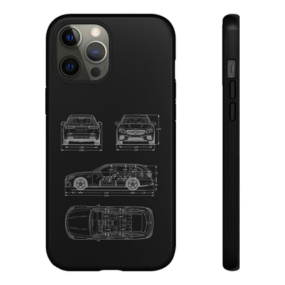 "Car Blueprint 3 White" Premium Quality Phone Case